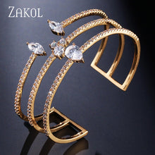 Load image into Gallery viewer, ZAKOL New Arrival Round Shape Exquisite Micro Pave Cuff Bracelets Bangle & Open Ring Set For Women Men Jewelry Bijoux FSSP394