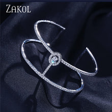 Load image into Gallery viewer, ZAKOL New Arrival Round Shape Exquisite Micro Pave Cuff Bracelets Bangle & Open Ring Set For Women Men Jewelry Bijoux FSSP394