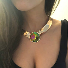 Load image into Gallery viewer, New Colorful Choker Collar Bijoux Necklace Big Round Glass Crystal Necklace Earring Set Gold Women Party Jewelry Sets