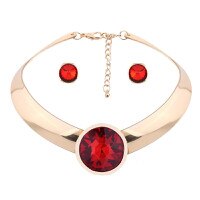 Load image into Gallery viewer, New Colorful Choker Collar Bijoux Necklace Big Round Glass Crystal Necklace Earring Set Gold Women Party Jewelry Sets