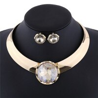 Load image into Gallery viewer, New Colorful Choker Collar Bijoux Necklace Big Round Glass Crystal Necklace Earring Set Gold Women Party Jewelry Sets
