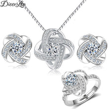 Load image into Gallery viewer, DIEERLAN 2019 Bridal Jewelry Sets 925 Sterling Silver Crystal Cross Clover Flower Necklaces for Women Wedding Jewelry Bijoux