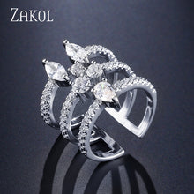 Load image into Gallery viewer, ZAKOL New Arrival Round Shape Exquisite Micro Pave Cuff Bracelets Bangle &amp; Open Ring Set For Women Men Jewelry Bijoux FSSP394
