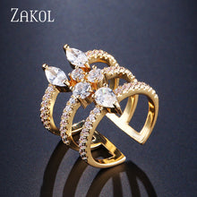 Load image into Gallery viewer, ZAKOL New Arrival Round Shape Exquisite Micro Pave Cuff Bracelets Bangle &amp; Open Ring Set For Women Men Jewelry Bijoux FSSP394
