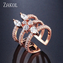 Load image into Gallery viewer, ZAKOL New Arrival Round Shape Exquisite Micro Pave Cuff Bracelets Bangle &amp; Open Ring Set For Women Men Jewelry Bijoux FSSP394

