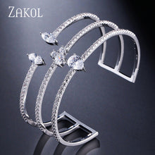 Load image into Gallery viewer, ZAKOL New Arrival Round Shape Exquisite Micro Pave Cuff Bracelets Bangle &amp; Open Ring Set For Women Men Jewelry Bijoux FSSP394
