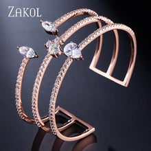 Load image into Gallery viewer, ZAKOL New Arrival Round Shape Exquisite Micro Pave Cuff Bracelets Bangle &amp; Open Ring Set For Women Men Jewelry Bijoux FSSP394
