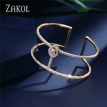 Load image into Gallery viewer, ZAKOL New Arrival Round Shape Exquisite Micro Pave Cuff Bracelets Bangle &amp; Open Ring Set For Women Men Jewelry Bijoux FSSP394
