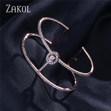 Load image into Gallery viewer, ZAKOL New Arrival Round Shape Exquisite Micro Pave Cuff Bracelets Bangle &amp; Open Ring Set For Women Men Jewelry Bijoux FSSP394

