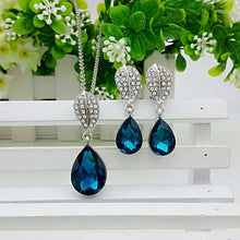 Load image into Gallery viewer, 2014 fashion bijoux for women lady teardrop water drop bib collar statement necklace pendants earring Jewellery sets
