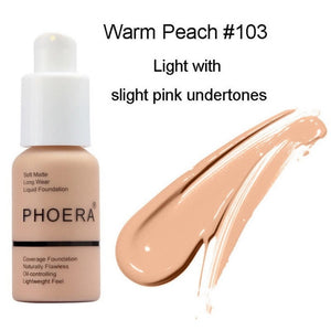 PHOERA Foundation Makeup 30ml Soft Matte Long Wear Oil Control Concealer Liquid Foundation Cream Fashion Womens maquillage