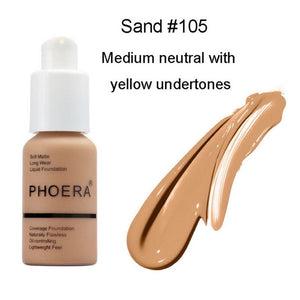 PHOERA Foundation Makeup 30ml Soft Matte Long Wear Oil Control Concealer Liquid Foundation Cream Fashion Womens maquillage