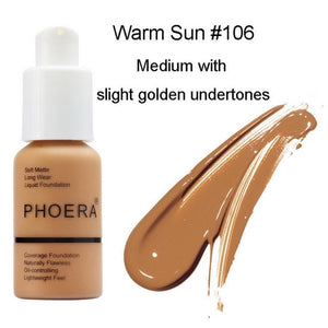 PHOERA Foundation Makeup 30ml Soft Matte Long Wear Oil Control Concealer Liquid Foundation Cream Fashion Womens maquillage