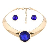 Load image into Gallery viewer, New Colorful Choker Collar Bijoux Necklace Big Round Glass Crystal Necklace Earring Set Gold Women Party Jewelry Sets
