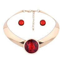 Load image into Gallery viewer, New Colorful Choker Collar Bijoux Necklace Big Round Glass Crystal Necklace Earring Set Gold Women Party Jewelry Sets
