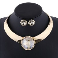 Load image into Gallery viewer, New Colorful Choker Collar Bijoux Necklace Big Round Glass Crystal Necklace Earring Set Gold Women Party Jewelry Sets
