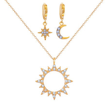 Load image into Gallery viewer, 17KM New Bijoux Crystal Star Moon Sun Necklace Set 2020 Gold Dangle Earrings For Women Gift Elegant Fashion Jewelry Set Gifts
