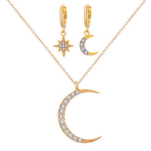 Load image into Gallery viewer, 17KM New Bijoux Crystal Star Moon Sun Necklace Set 2020 Gold Dangle Earrings For Women Gift Elegant Fashion Jewelry Set Gifts
