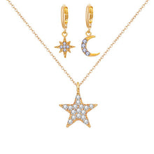 Load image into Gallery viewer, 17KM New Bijoux Crystal Star Moon Sun Necklace Set 2020 Gold Dangle Earrings For Women Gift Elegant Fashion Jewelry Set Gifts
