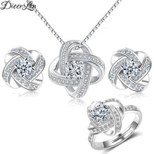 Load image into Gallery viewer, DIEERLAN 2019 Bridal Jewelry Sets 925 Sterling Silver Crystal Cross Clover Flower Necklaces for Women Wedding Jewelry Bijoux
