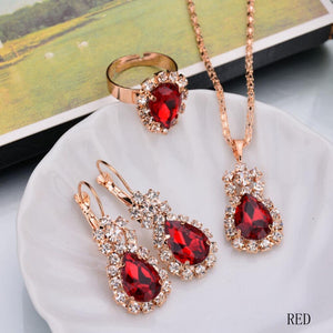 2019 Top Sale Luxury Classical Women Jewelry Set Designer Water drop Necklace/Earring/Ring Set  Bijoux Femme