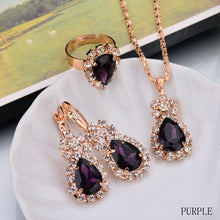 Load image into Gallery viewer, 2019 Top Sale Luxury Classical Women Jewelry Set Designer Water drop Necklace/Earring/Ring Set  Bijoux Femme
